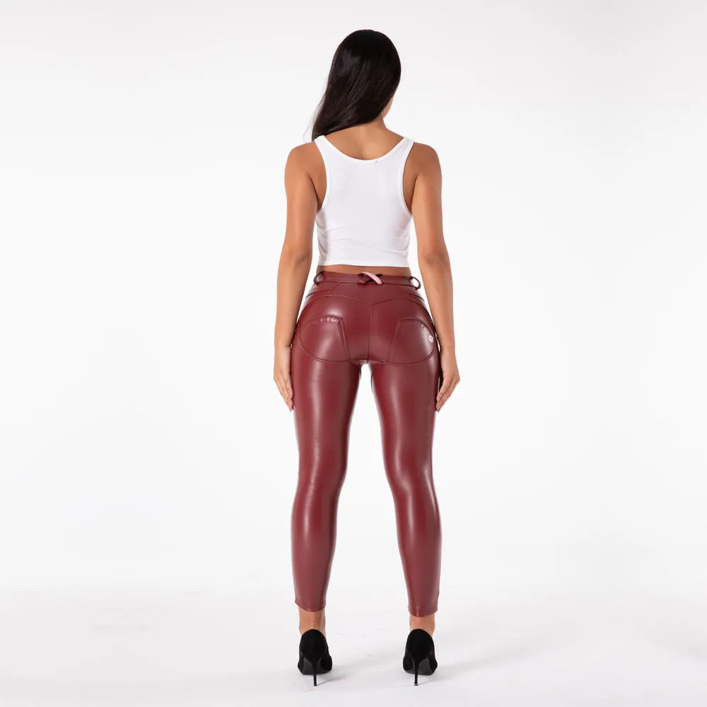 Wjczt Melody Exclusive Straight Trousers Patent Leather Leggings Red Pants Streetwear Women&#39;s Leather Pants Autumn Casual Pants Skinny