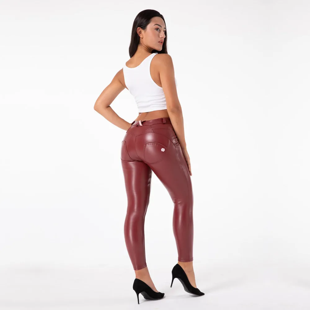 Wjczt Melody Exclusive Straight Trousers Patent Leather Leggings Red Pants Streetwear Women&#39;s Leather Pants Autumn Casual Pants Skinny