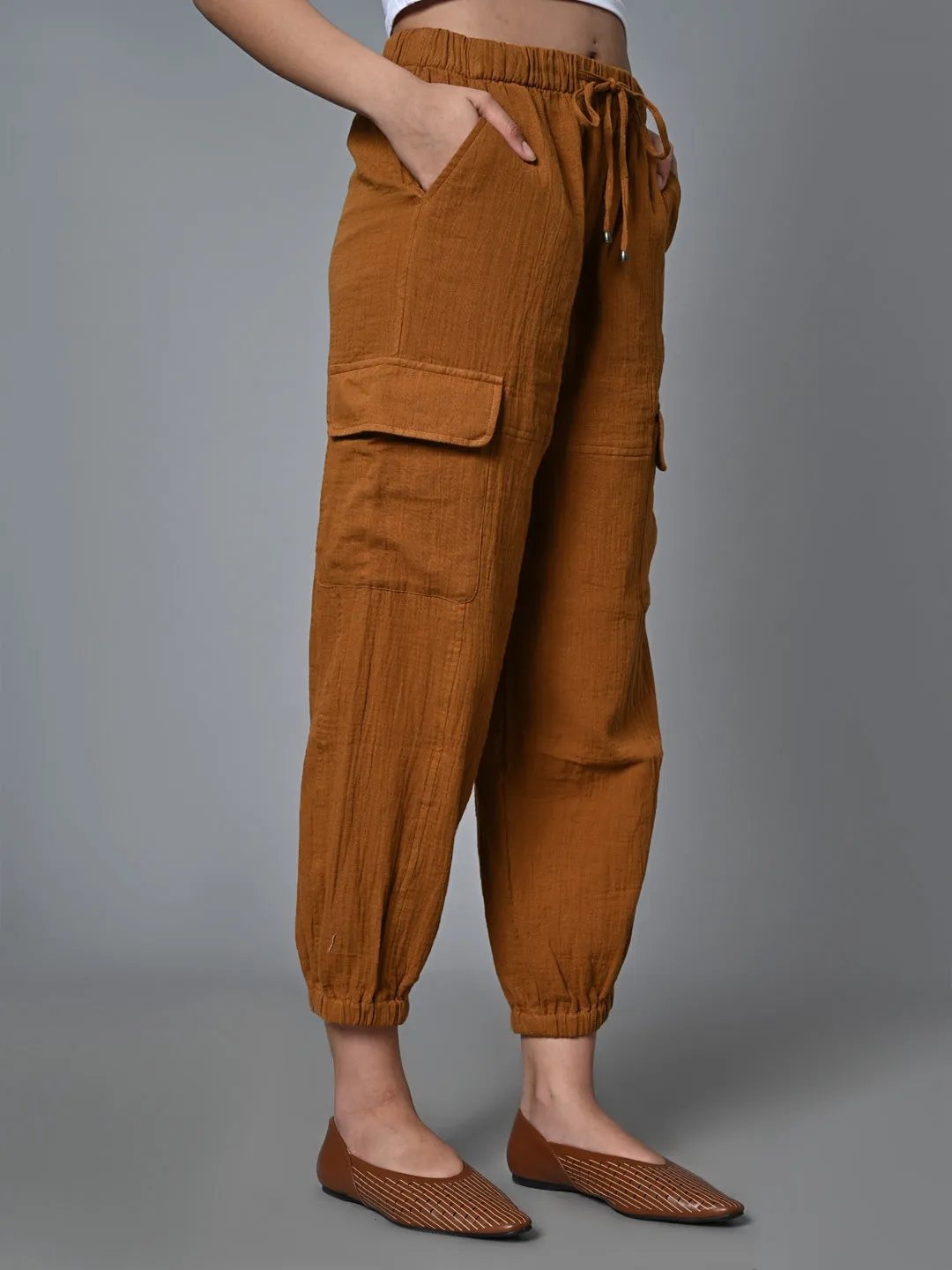 Women's Mustard Cotton Jogger Pant