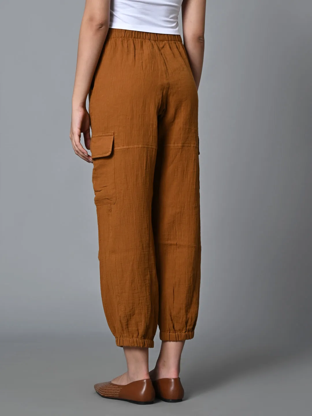 Women's Mustard Cotton Jogger Pant