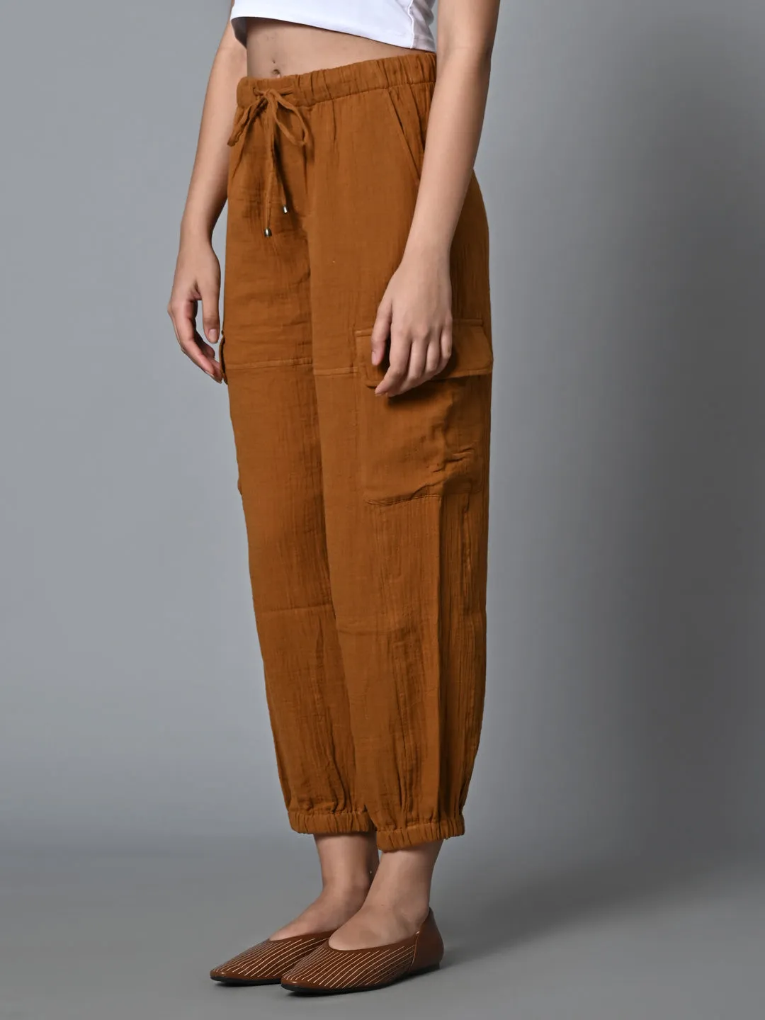 Women's Mustard Cotton Jogger Pant