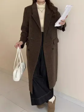 Women's Petite Long Wool Overcoat Jacket