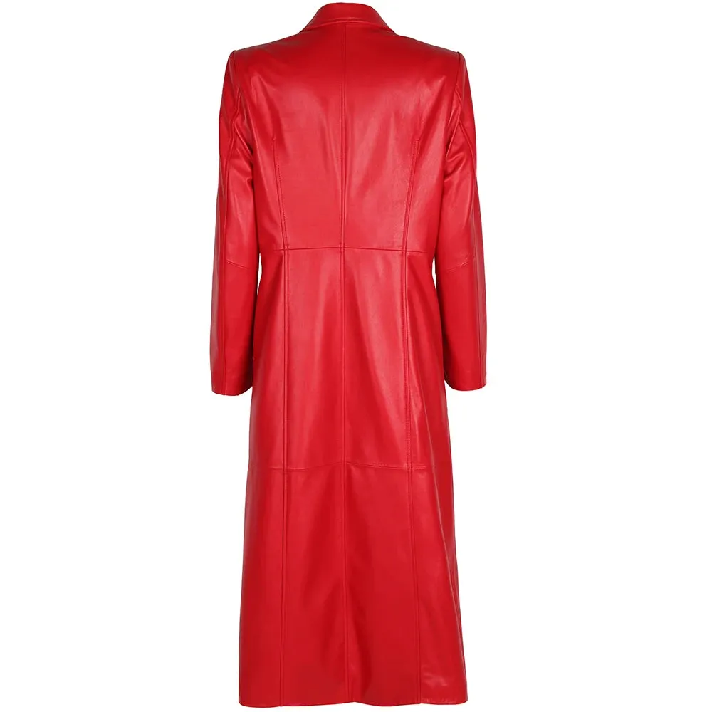 Women's Sheepskin Leather Long Trench Coat