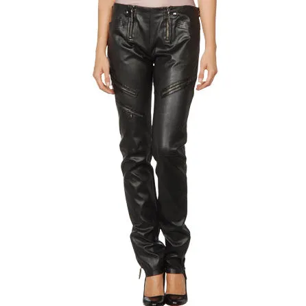 Women's Skinny Straight Leg Leather Pants