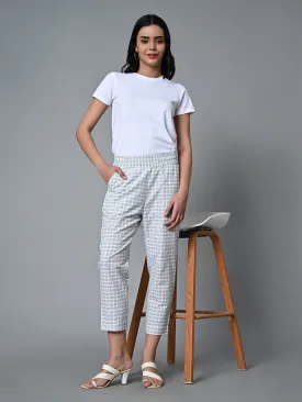 Women's White Cotton Linen Regular Fit Pant