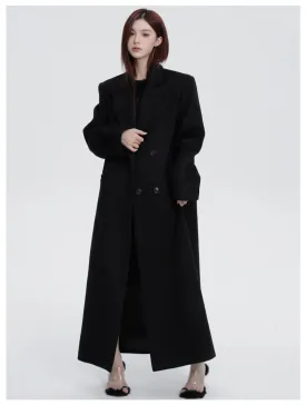 Women's Wool-Blend Extra Long Trench Coat